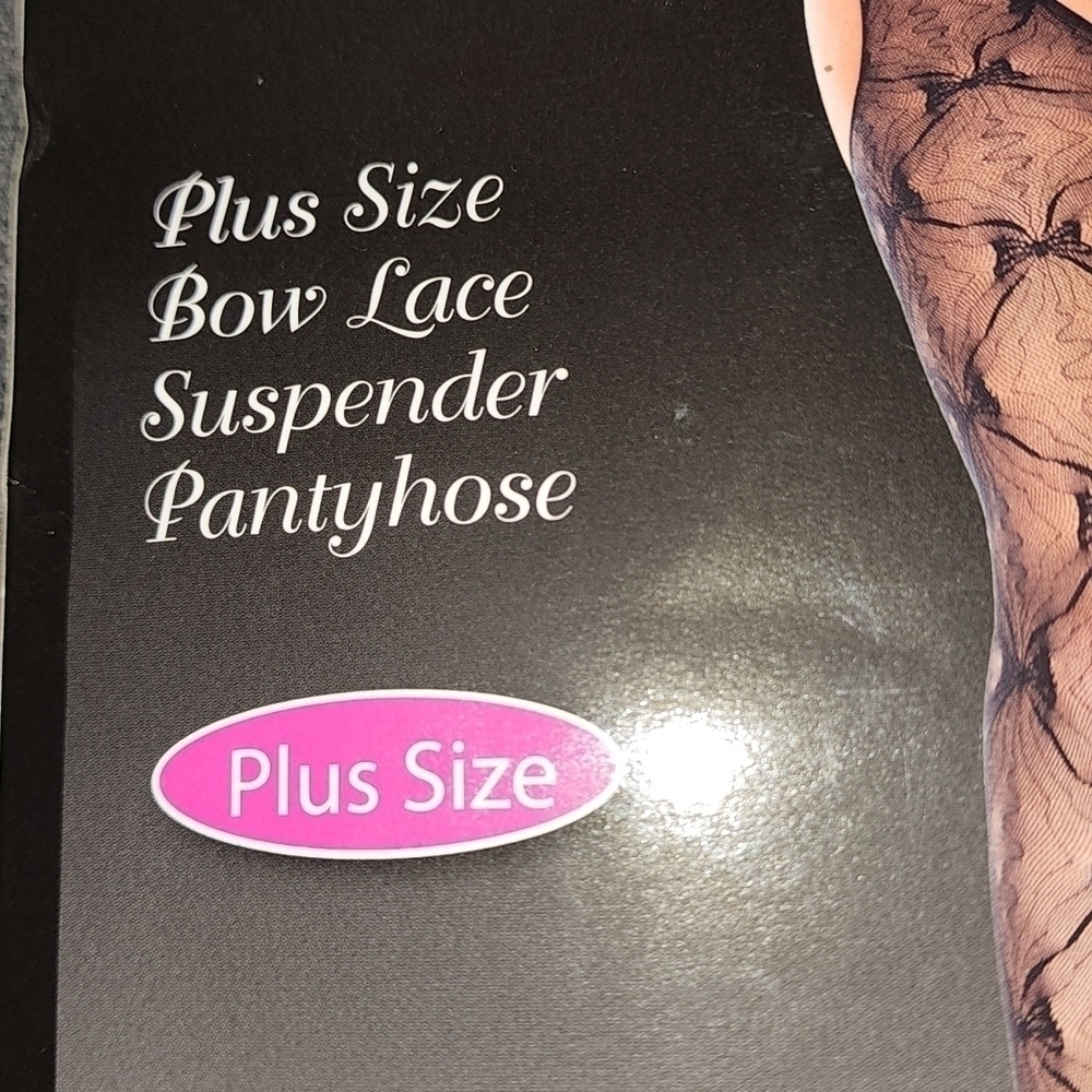 NWT Music Legs Plus Size Box Lace Suspender Panyhose - Picture 3 of 4